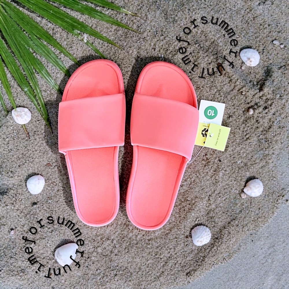 Makenna Coral Pink Slide Sandals Womens Size 10 NWT All in Motion Pool Beach
